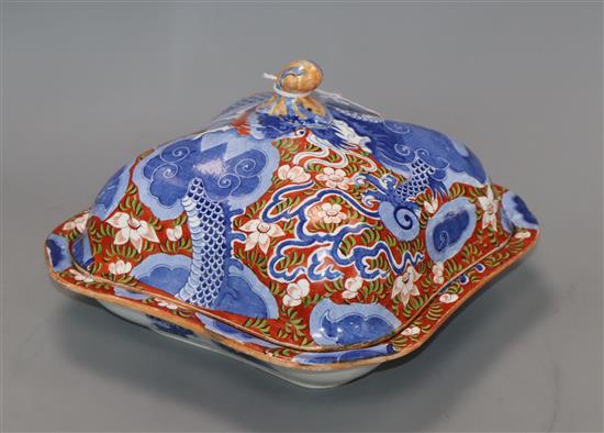 A Staffordshire pearlware dragon tureen and cover, c.1820